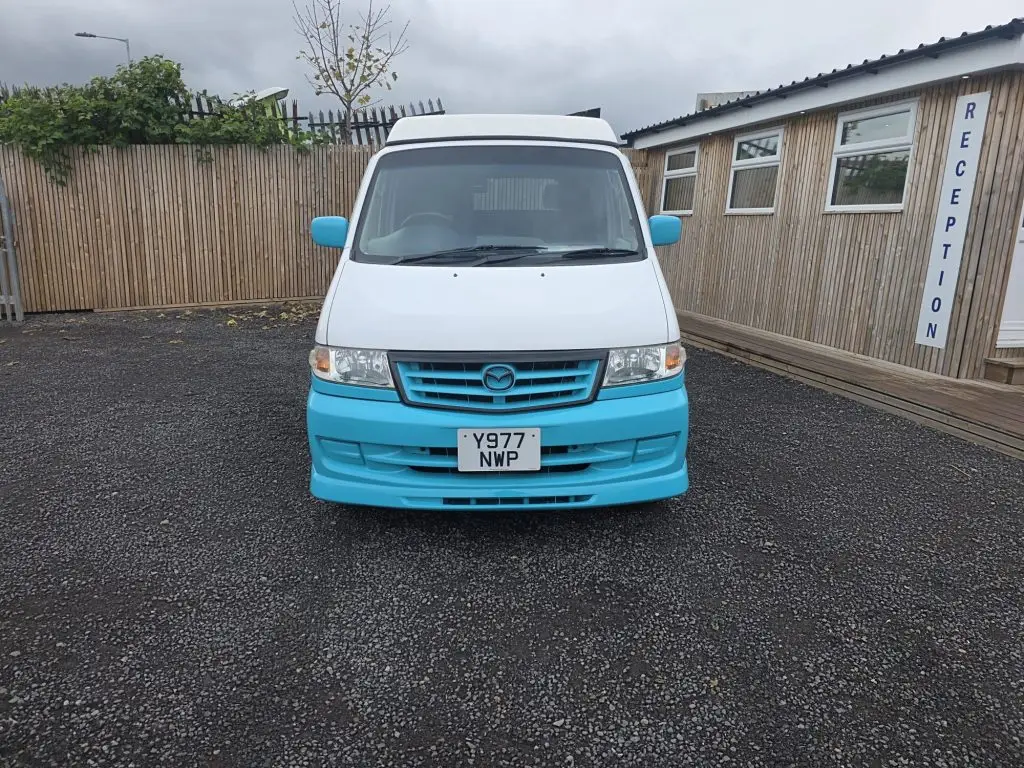Completed Mazda Bongo Bronze Restoration in pearlescent turquoise, freshly detailed and ready for sale