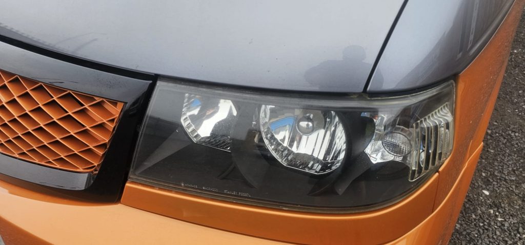 Completed Mazda Bongo respray in pearl orange and grey