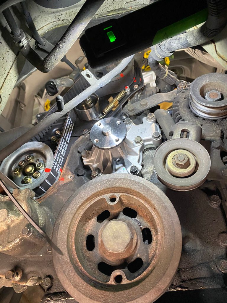 Mazda Bongo engine bay after fitting new timing belt and water pump