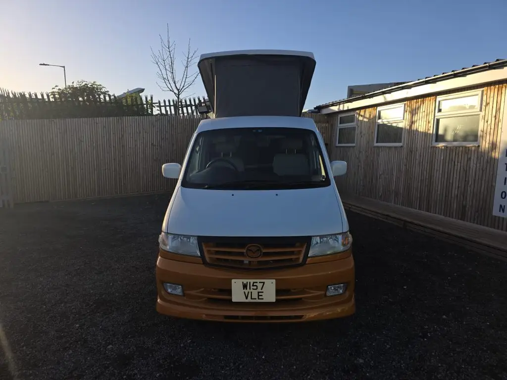 Mazda Bongo in white and orange with colour-coded trims and mirrors