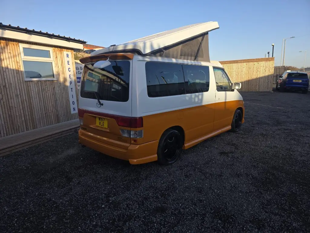 Mazda Bongo in white and orange with colour-coded trims and mirrors